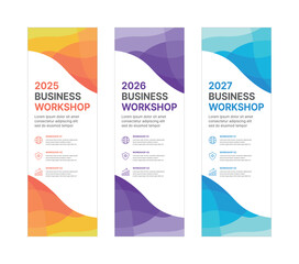 Set of business banner design templates in modern, abstract pattern style for seminar, conference, workshop, event and presentations. Layout design template for banner, flyer, brochure, panel etc.