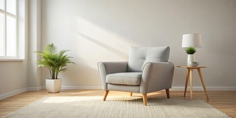 Cozy Gray Chair Minimalist Living Room Interior Design Photography