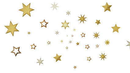 Abstract digital illustration of golden stars on a black background.