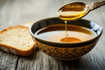 Golden Olive Oil Drizzled over Crispy Rusk