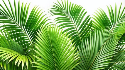 Obraz premium Panoramic Palm Leaves, Isolated White Background, Tropical Foliage, High-Resolution Stock Photo