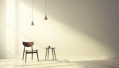 Minimalist Room Design With Chair And Side Table