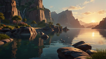 sunset in the mountains