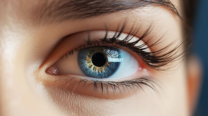 Fototapeta premium Close-up of a beautiful woman's eye with long eyelashes