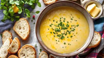 Haferschleimsuppe &ndash; Swiss Creamy Oatmeal Soup with Herb Garnish