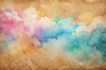 Obraz premium Pastel Watercolor Wash Kraft Paper Texture - High Resolution Art Print, Digital Painting, Soft Hues, Artistic Background