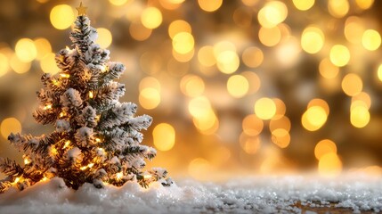 Obraz premium A simple winter scene with snow-laden fir branches and room for copy.