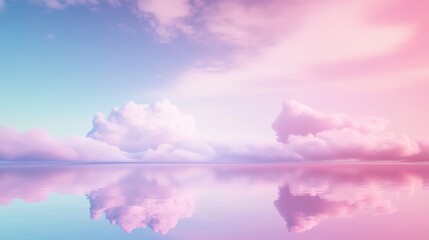 Obraz premium Serene Pink and Blue Sky with Soft Clouds Reflecting on Calm Water