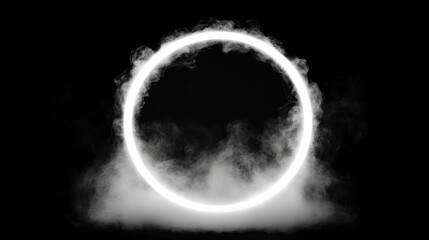 Neon Circle with Smoke Effect on a Dark Background for Creative Designs