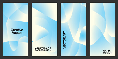 A set of four abstract panels with soft blue and white gradients and flowing shapes. Modern, clean, and versatile design perfect for backgrounds, presentations, or creative projects