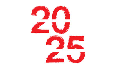 2025 Hand written numbers with brush. Calligraphy lettering for New Year. Vector template for banner, sign, greeting card, invitation, poster., shirt design, etc. vector illustration. EPS 10/AI