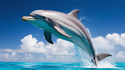 Fototapeta premium A dolphin jumping out of the water