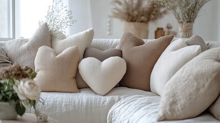 Cozy Scandinavian Valentine's Day Living Room with Minimalist Decor