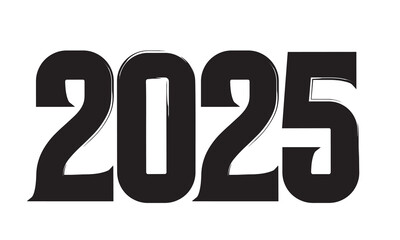 2025 Hand written numbers with brush. Calligraphy lettering for New Year. Vector template for banner, sign, greeting card, invitation, poster., shirt design, etc. vector illustration. EPS 10/AI