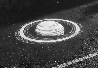 Fototapeta premium A striking light highlights the black and white asphalt of the street.