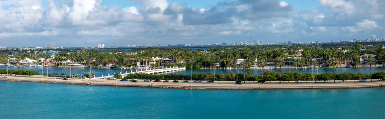 The causeways and islands connecting downtown miami with miami beach, Florida, USA