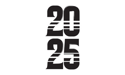 2025 Hand written numbers with brush. Calligraphy lettering for New Year. Vector template for banner, sign, greeting card, invitation, poster., shirt design, etc. vector illustration. EPS 10/AI