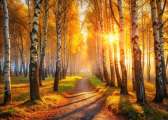 Magical Autumn Birch Grove Long Exposure Photography - Enchanted Forest Scene