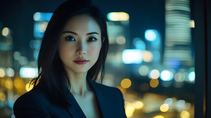 Obraz premium City Night Portrait: Elegance and Lights