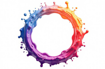 Circle Liquid Colorful Frame with Copy Space Isolated on White Background.