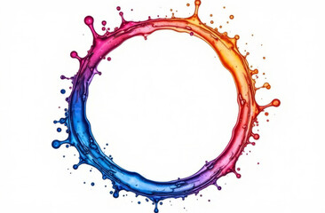 Circle Liquid Colorful Frame with Copy Space Isolated on White Background.