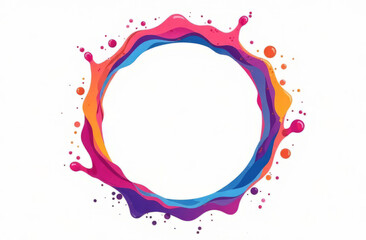 Circle Liquid Colorful Frame with Copy Space Isolated on White Background.