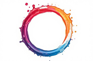 Circle Liquid Colorful Frame with Copy Space Isolated on White Background.