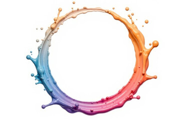 Circle Liquid Colorful Frame with Copy Space Isolated on White Background.