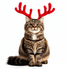 red cat in a santa hat