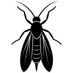 Caddisfly silhouette vector illustration on white background