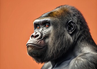 Obraz premium Sleek Gorilla Profile: Modern Branding Panoramic Photography