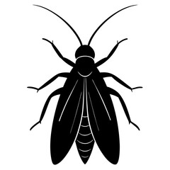 Caddisfly silhouette vector illustration on white background