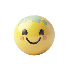 Fototapeta premium Cheerful 3D Emoji Smiling Face Isolated on Black Background