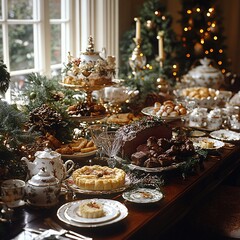 Naklejka premium English Christmas festive dinner 
