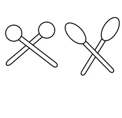 Cute cartoon hand drawn vector Wooden sticks music percussion acoustic equipment outline.