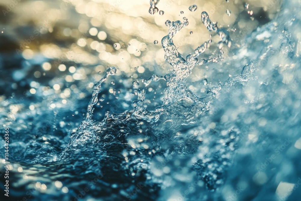 Aufkleber Close-up of splashing water with bokeh background.