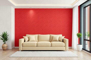 Fototapeta premium red sofa in a room