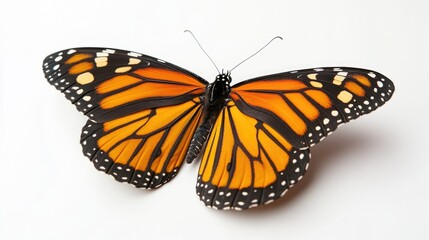 Fototapeta premium A close-up of a vibrant monarch butterfly, with intricate detailing on its wings and body.