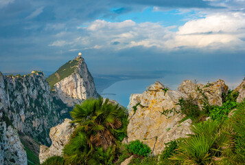 Hiking the Mediterranean steps trail with stunning views of the Gilbraltar rock,  Gilbraltar nature reserve, UK