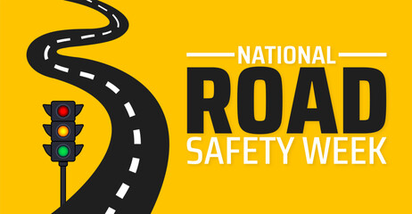 National Road safety week background banner or poster design template. observed every year in January. Holiday concept. Use to any Template, card, poster, placard, template.