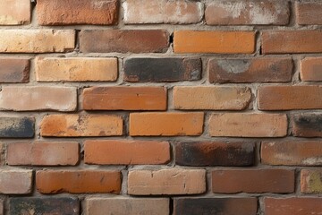Obraz premium Textured brick wall with a mix of warm and muted tones showcasing rustic charm in a cozy interior