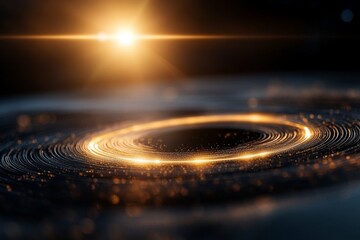 Unique swirling patterns with golden light reflecting in tranquil water at sunset