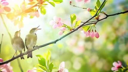 Birds Singing Spring Background 