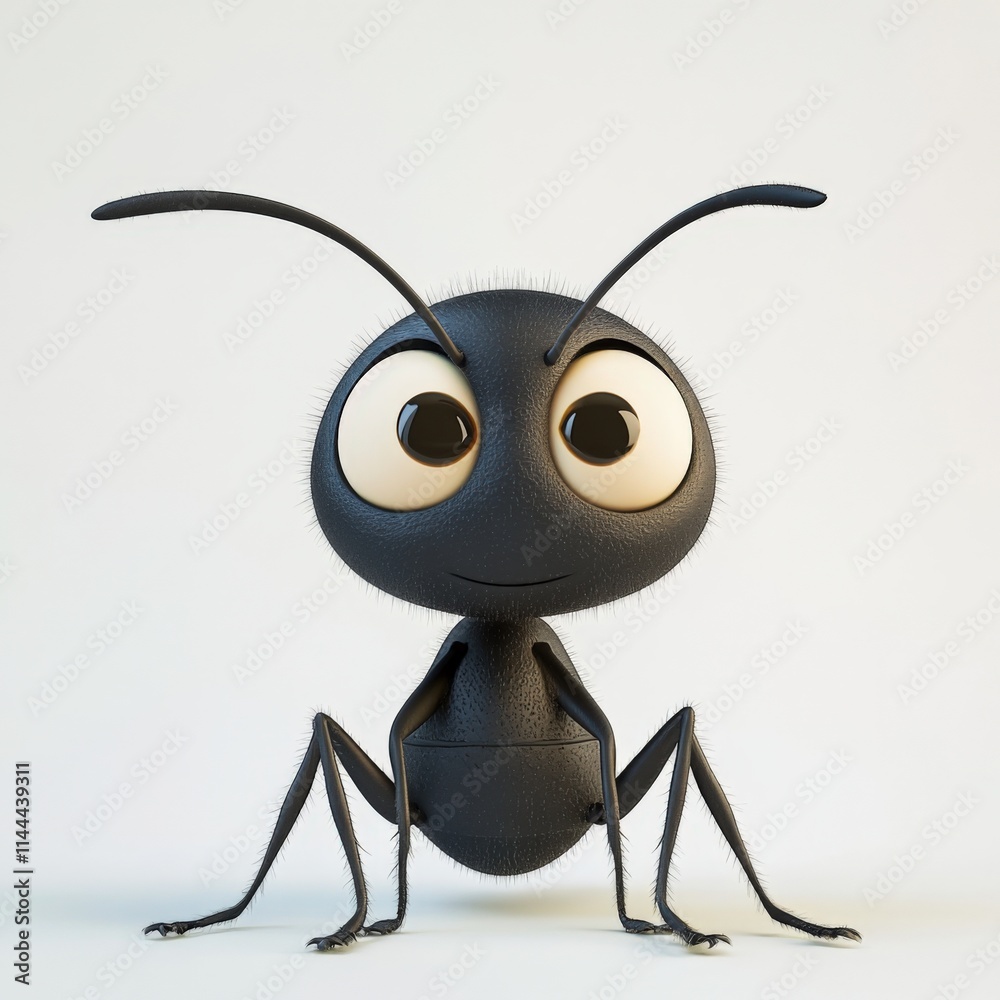 Wall mural 3d rendering of a cartoon ant on a white background