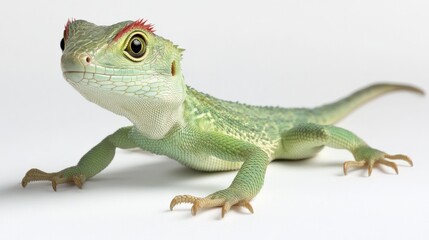 a green lizard with red spikes on its head