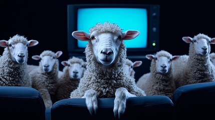 It symbolizes propaganda, fake news addiction, and sheep mentality to watch television.