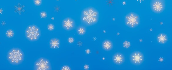 Snowflakes Falling on a Blue Sky