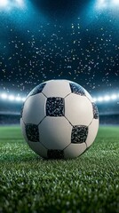 Fototapeta premium Soccer Ball Stadium Night Confetti Celebration
