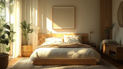 Minimalist Cozy Bedroom with Warm Tones