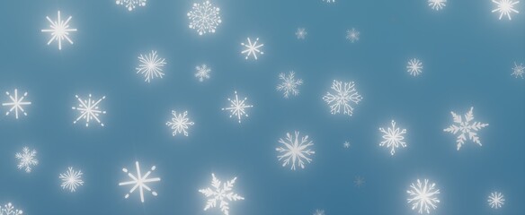 Winter Snowflakes on Blue Background